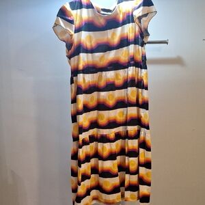 Nooworks High Low Dress in Yellow and Black Stripes